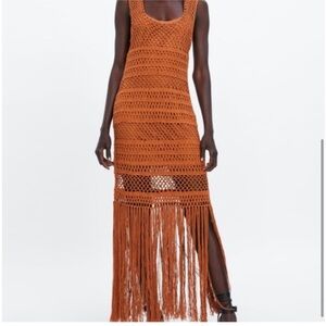 Zara Fringe Crochet Dress sz. S